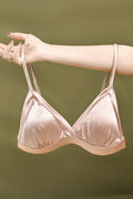 Nude silky satin triangle bra