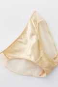 Nude satin briefs with comfortable mesh panels