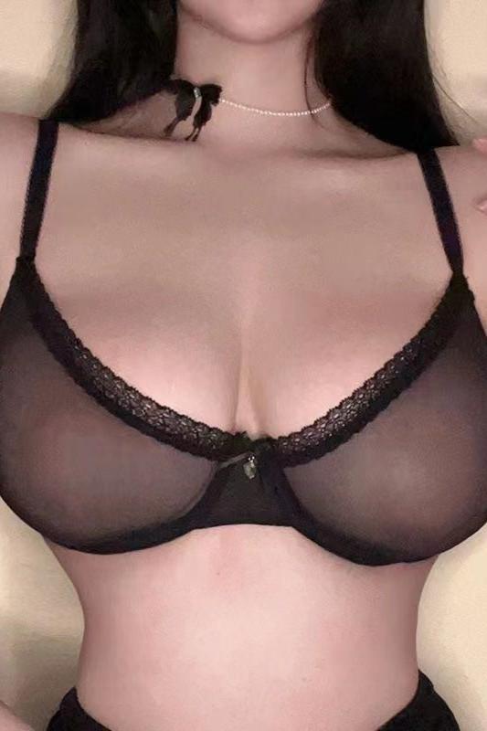 See-through black underwire bra